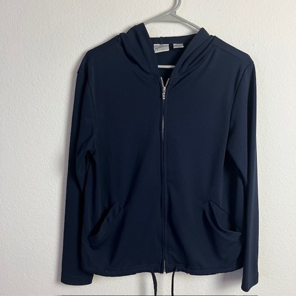 Jacqueline Ferrar Women's M Designer Full Zip Hoodie Drawstring Athleisure